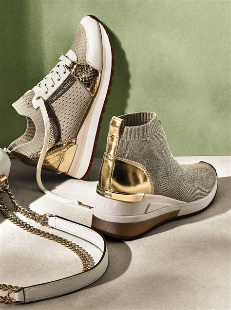 michael kors billie metallic knit trainer alminium|Michael Kors Billie Knit Trainer Sneakers .